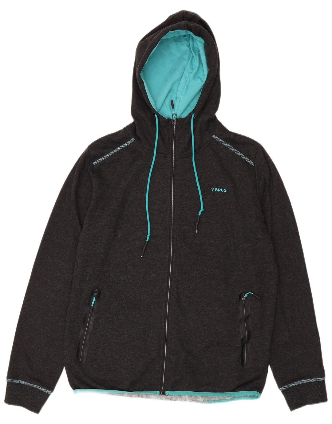 BRUGI Pull à capuche zippé pour femme UK 18 XL Gris