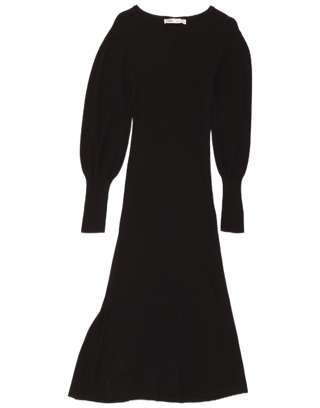 ZARA Femme Robe Maxi à Manches Longues UK 12 Moyen Noir Viscose