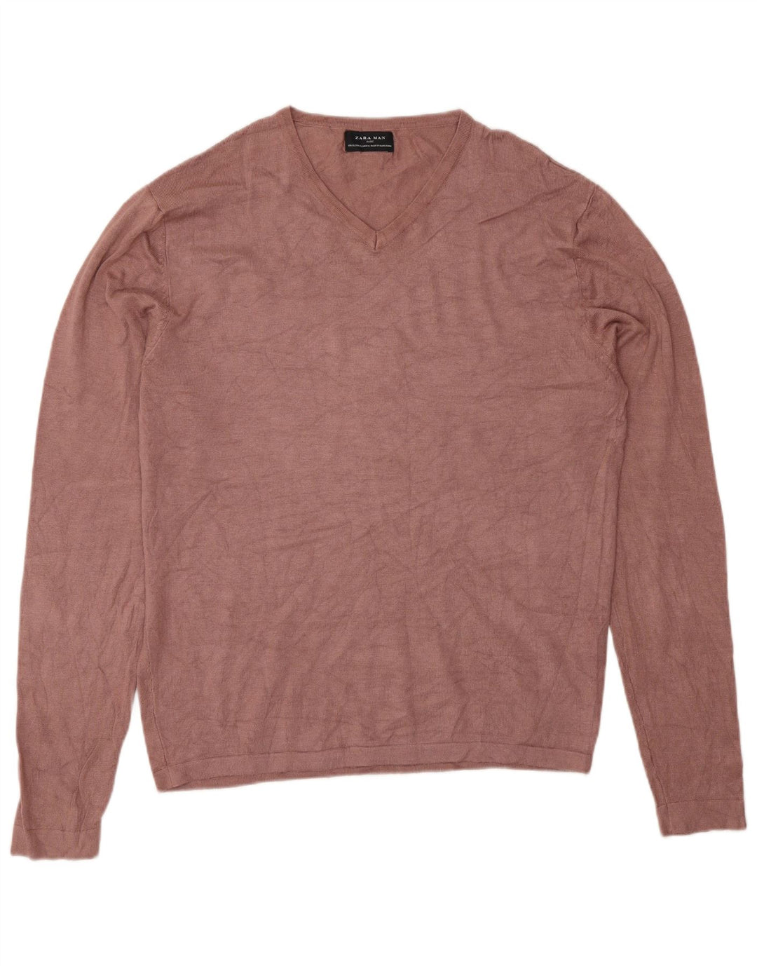Zara Pull Col V Homme XL Rose Viscose
