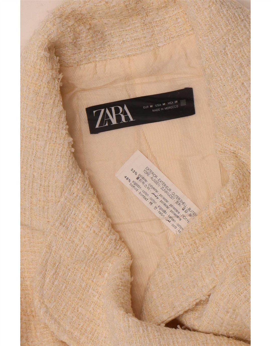 Zara Veste blazer à double boutonnage pour femme UK 12 Medium Off White Polyester