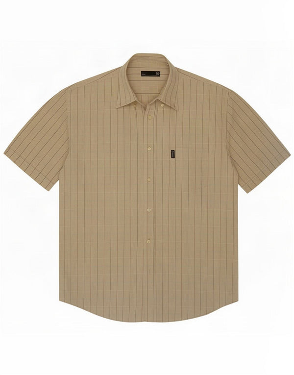 Sergio Tacchini Chemise à manches courtes pour homme 2XL Coton rayé beige