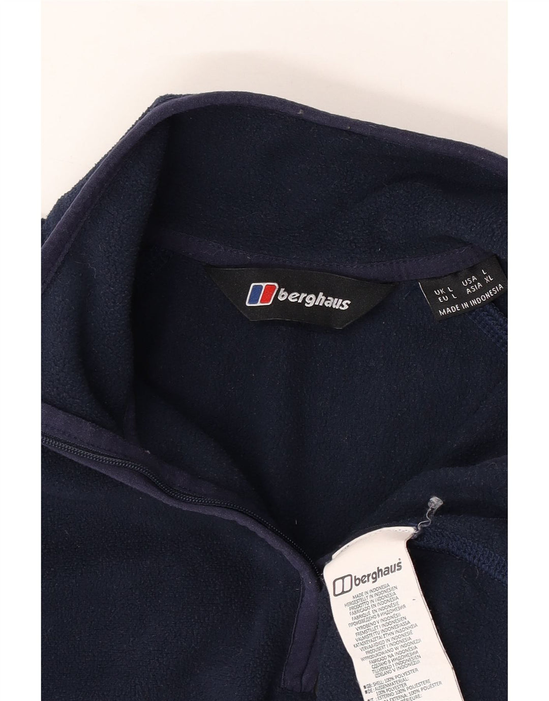 Berghaus Pull polaire à col zippé pour homme, grand, bleu marine, polyester