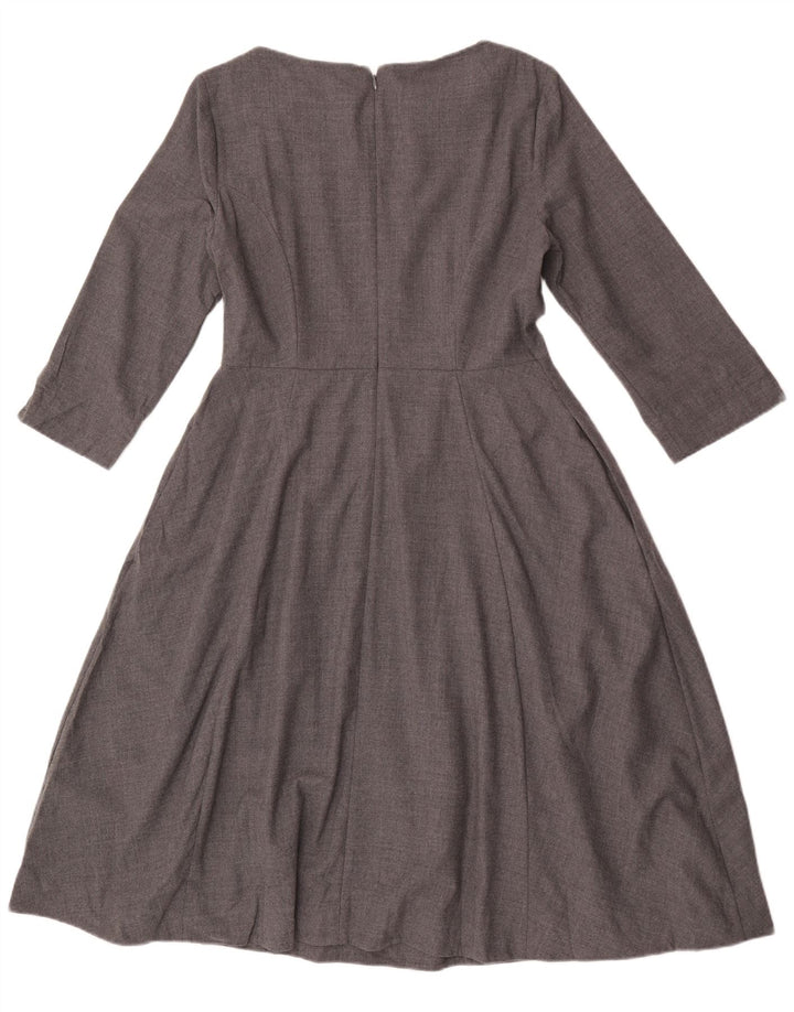 Cos Robe trapèze à manches 3/4 pour femme UK 42 en laine gris moyen