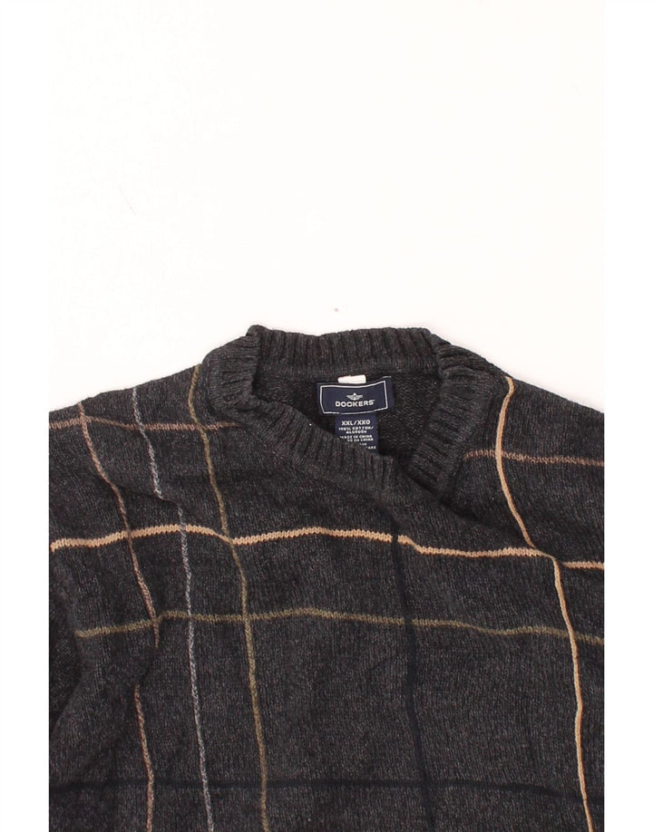 DOCKERS Pull à col rond pour homme 2XL Gris à carreaux en coton