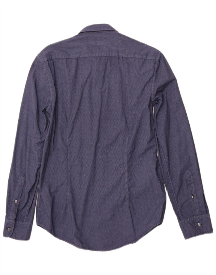 TRUSSARDI JEANS Chemise homme taille 38 bleu marine moyen coton géométrique