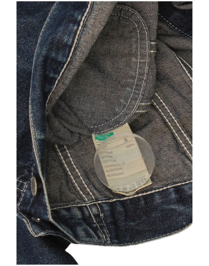 Benetton Veste en jean courte pour femme UK 10 Petit coton bleu