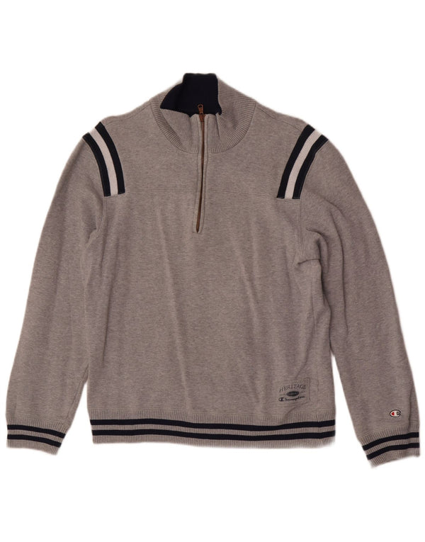 Champion Sweat-shirt à col zippé pour femme UK 12 Gris moyen Colourblock