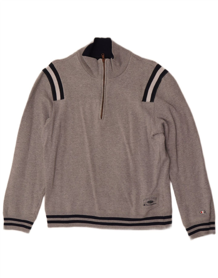 Champion Sweat-shirt à col zippé pour femme UK 12 Gris moyen Colourblock