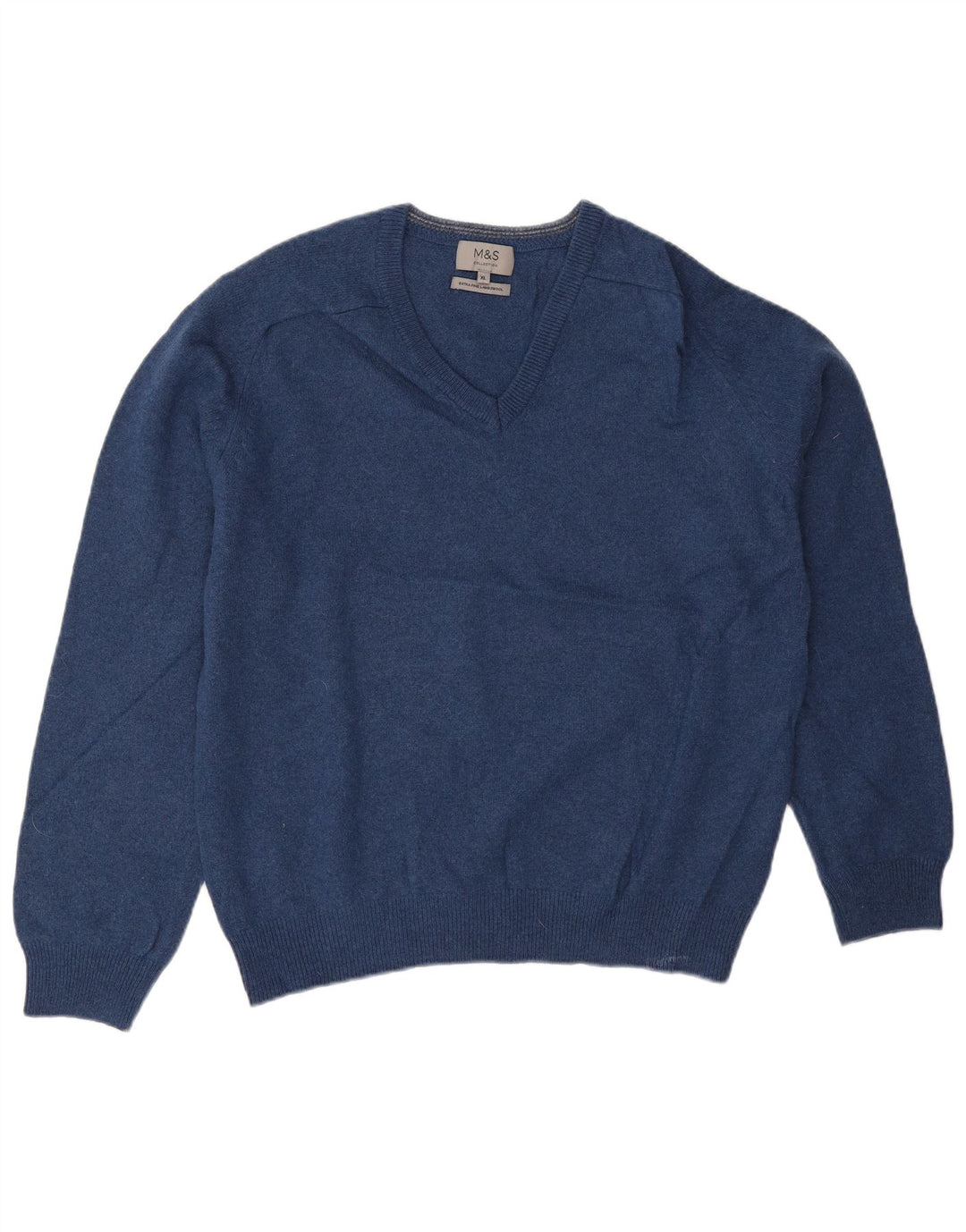 Marks & Spencer Pull col V pour homme XL en laine bleue