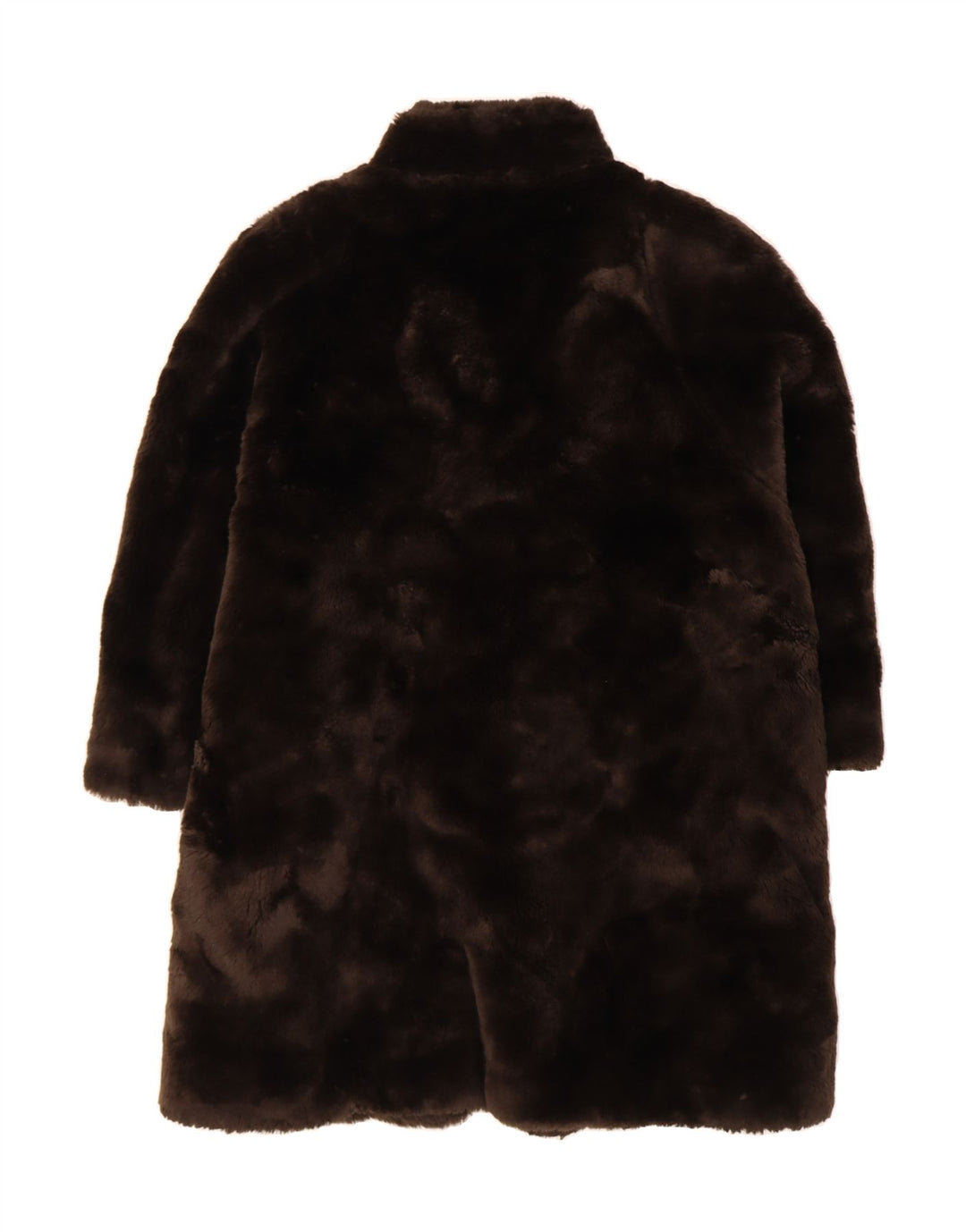 VINTAGE Womens Oversized Faux Fur Overcoat UK 14 Large Brown Polyester Vintage Vintage and Second-Hand Vintage from Messina Hembry 