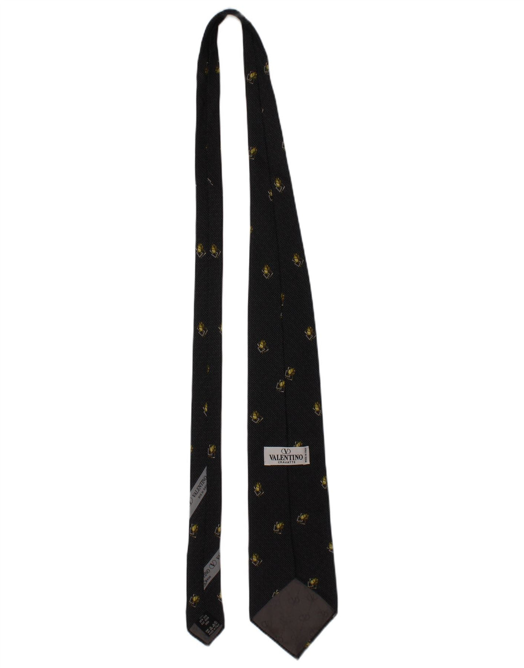 Valentino Cravate Cravate Homme Taille Unique Noir Floral Soie Designer