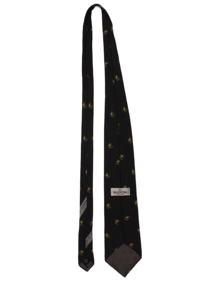 Valentino Cravate Cravate Homme Taille Unique Noir Floral Soie Designer