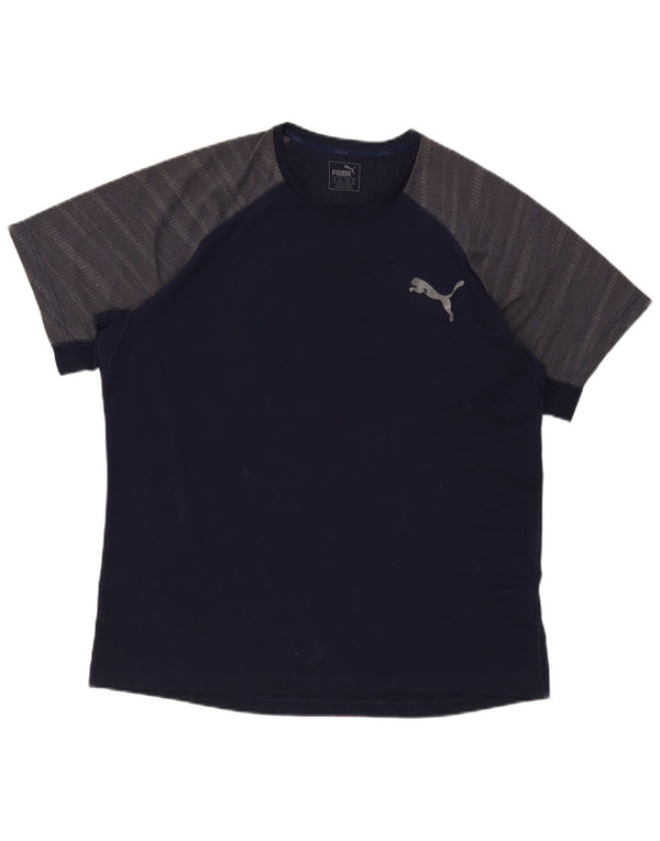 Puma T-Shirt Homme Top XL Bleu Marine Colorblock Polyester