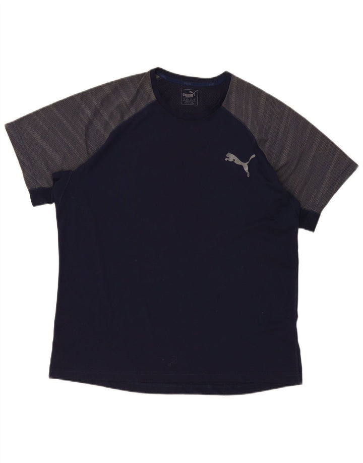 Puma T-Shirt Homme Top XL Bleu Marine Colorblock Polyester