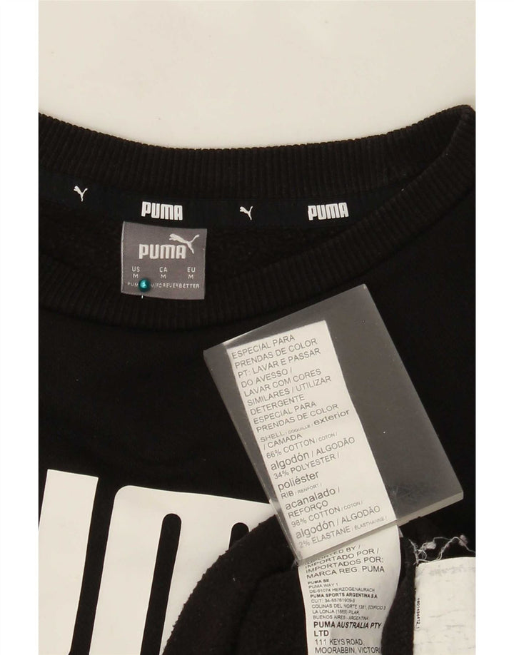 Puma Sweat-shirt graphique pour femme UK 14 Coton noir moyen