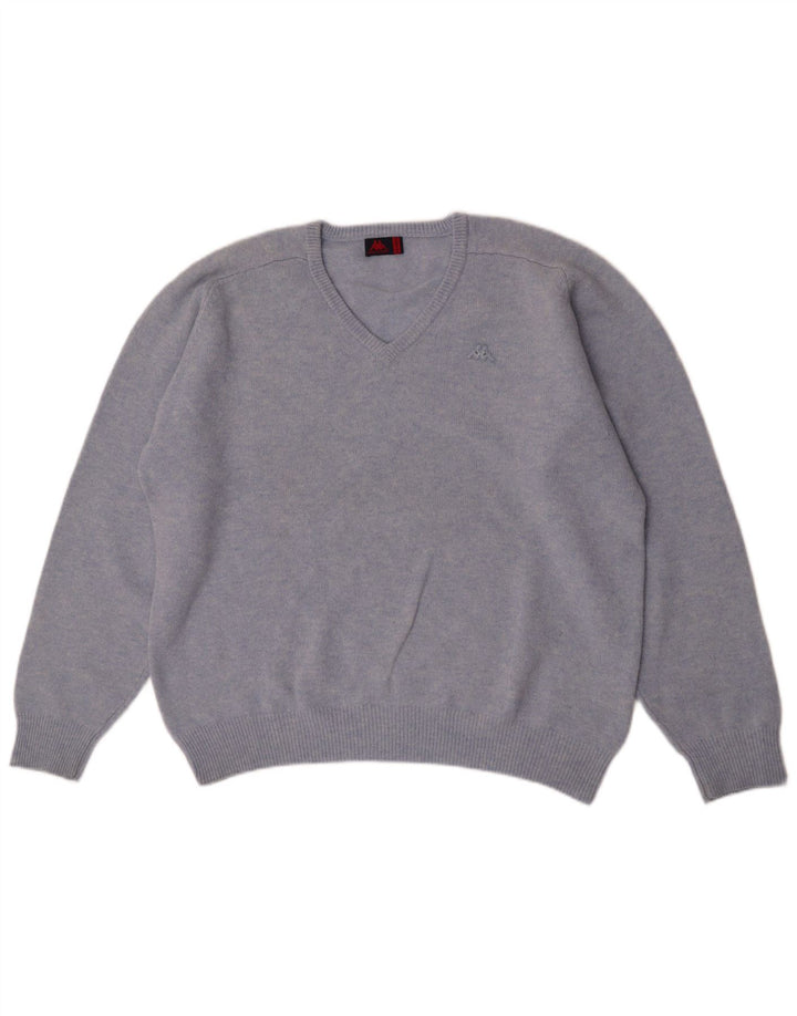 Kappa Pull col V pour homme 2XL Bleu Laine vierge