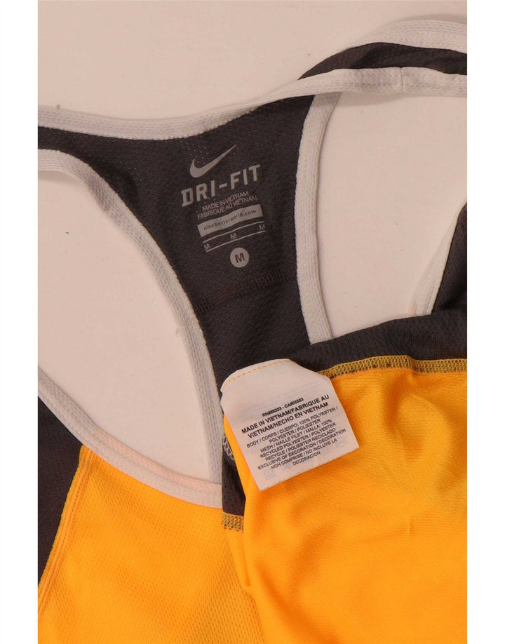 Nike Femme Dri Fit Débardeur UK 12 Jaune Moyen Colorblock Polyester
