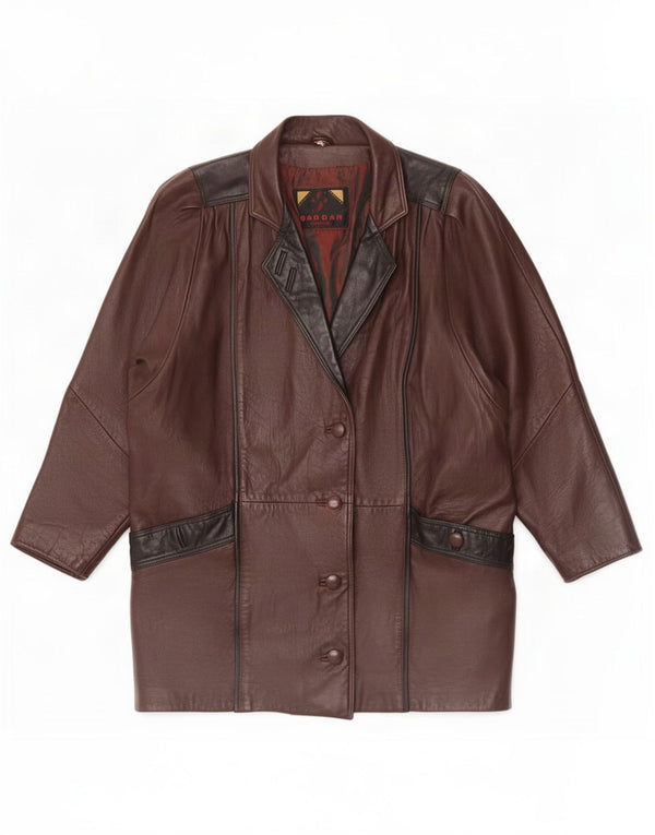 Sardar Manteau en cuir surdimensionné pour femme UK 16 Large Marron
