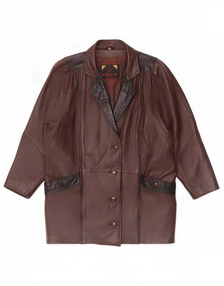 Sardar Manteau en cuir surdimensionné pour femme UK 16 Large Marron