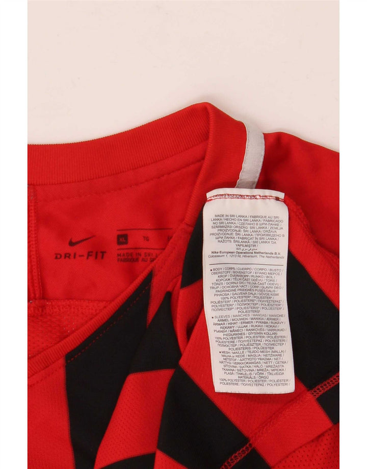 Nike Hommes Dri Fit T-Shirt Top XL Rouge Rayé Polyester