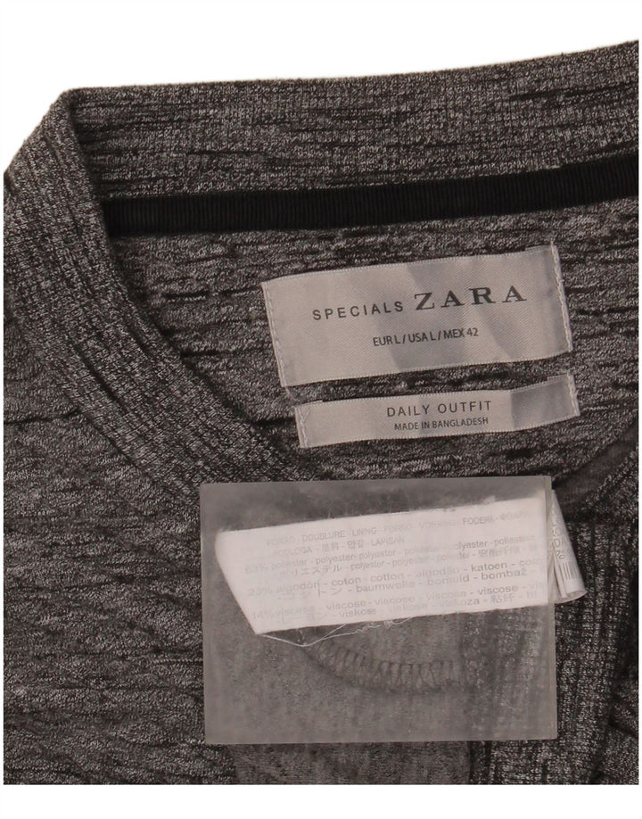 Zara Mens Survêtement Top Jacket Large Gris Moucheté Polyester
