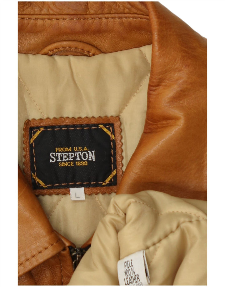 veste en cuir homme vintage UK 40 Grand cuir brun