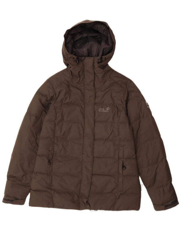Jack Wolfskin Veste matelassée à capuche pour femme UK 12/14 Marron moyen Polyamide