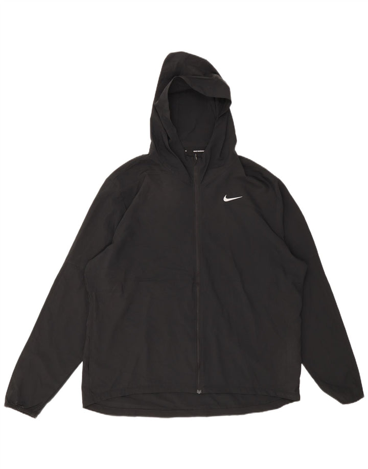 Nike Veste de pluie à capuche pour homme UK 42 XL Noir Polyester