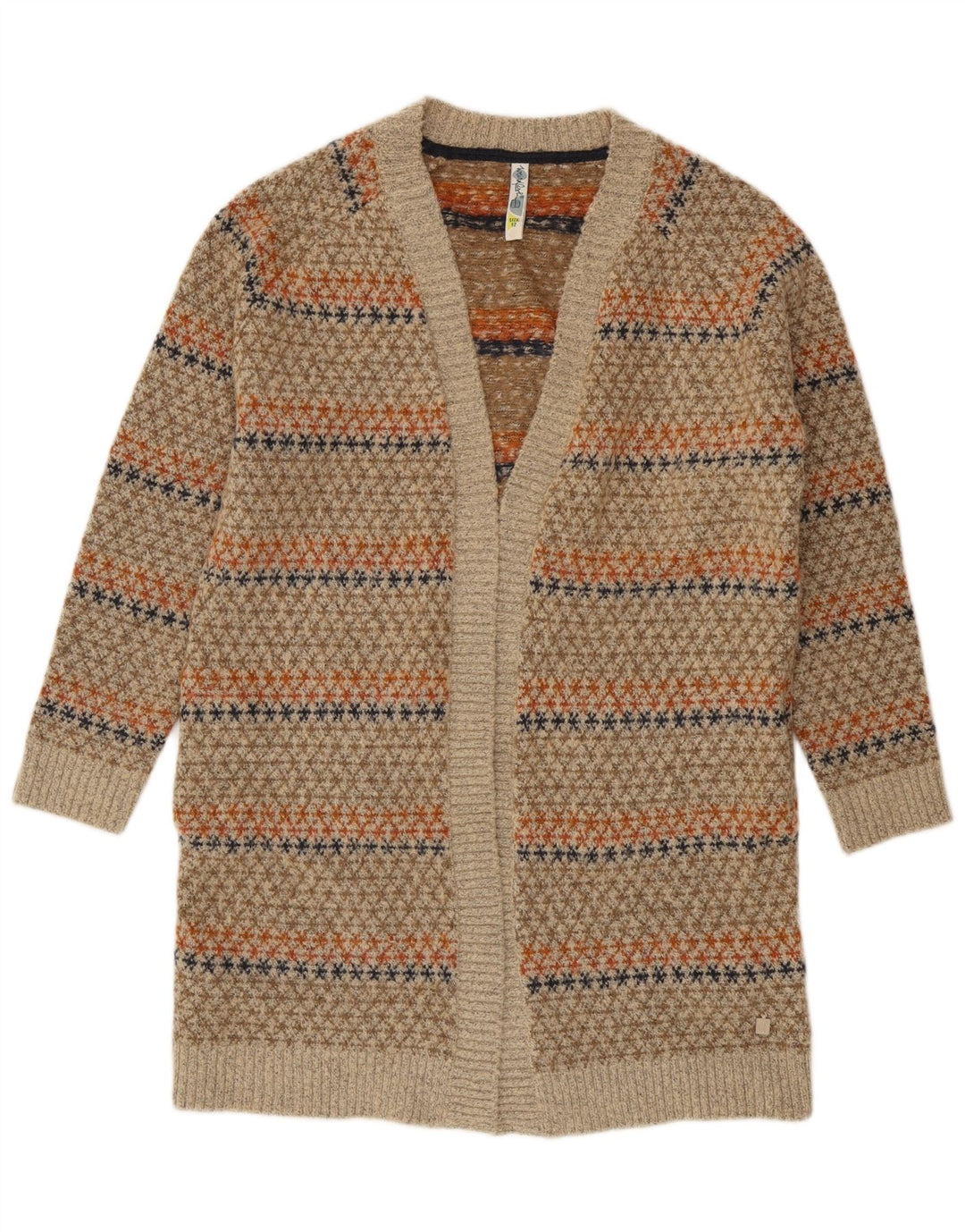 Weird Fish Cardigan long pour femme UK 42 Beige moyen géométrique