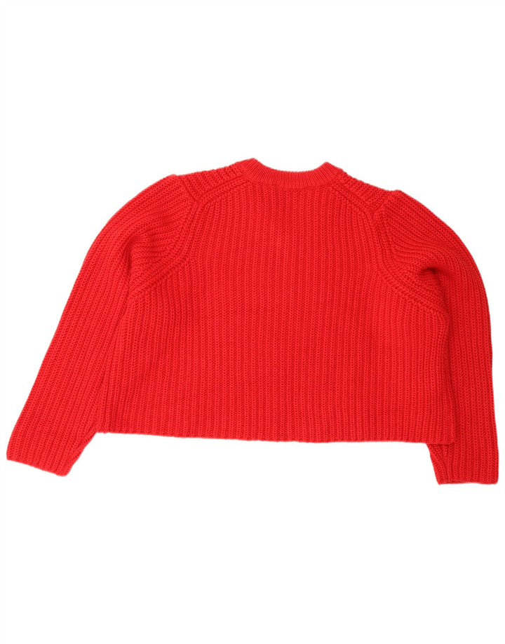 Zara Pull court surdimensionné à col en V pour femme UK 14 Rouge moyen