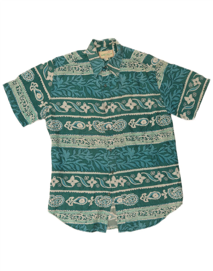 James Dillon Chemise à manches courtes pour homme Petite soie florale verte