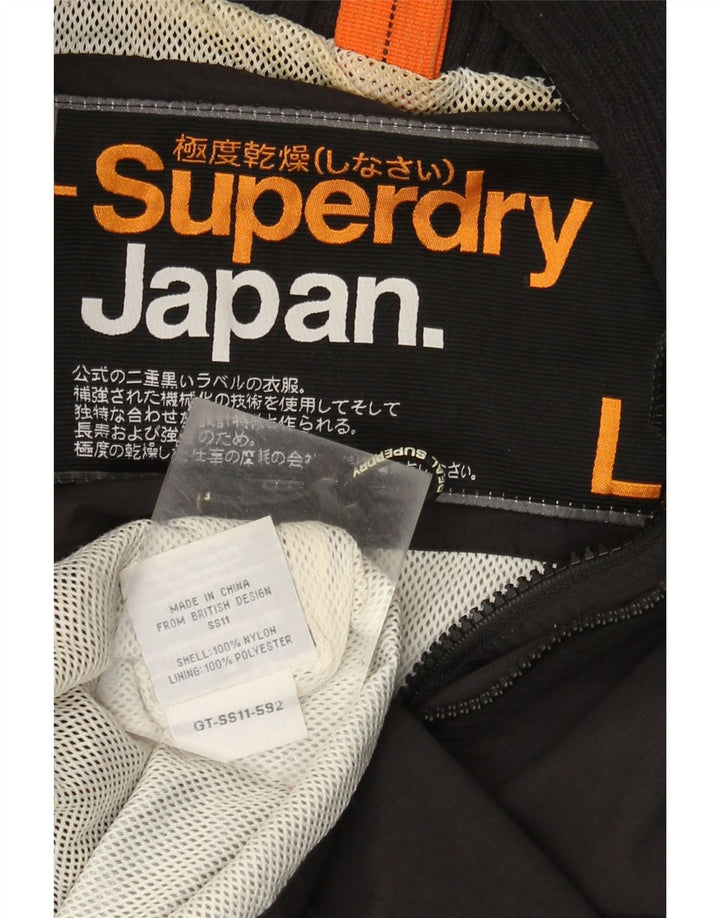 Superdry Veste de pluie à capuche pour homme UK 40 Large Noir Nylon