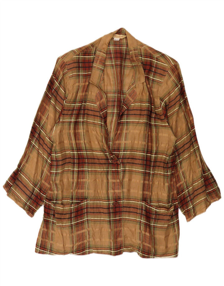 Marina Rinaldi Veste Blazer 2 Boutons Femme Taille 25 Grand Carreau Marron