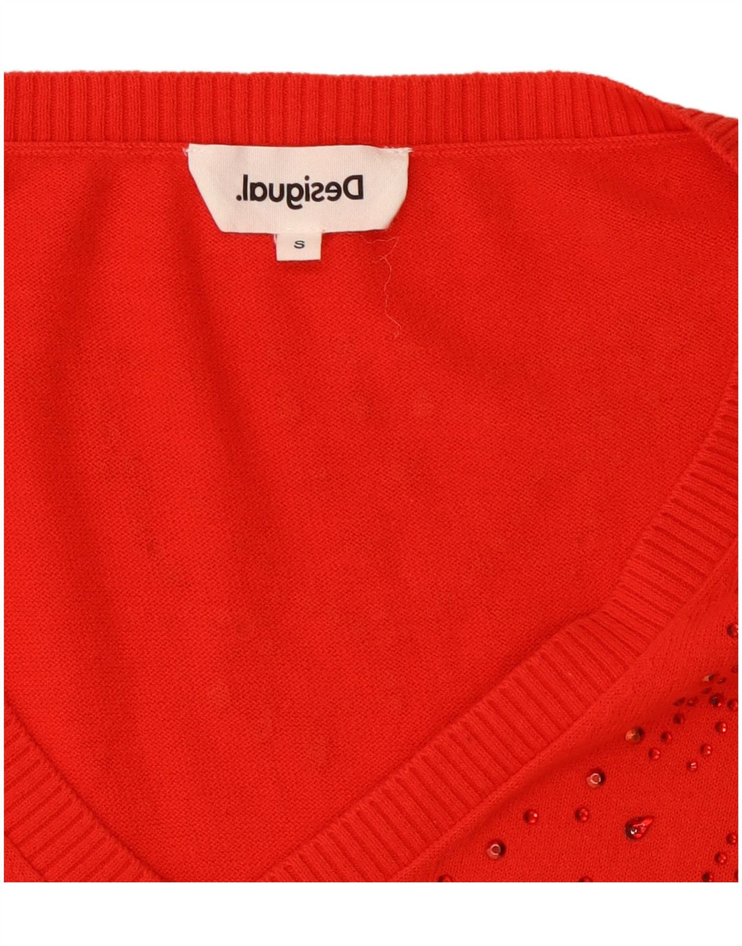 Desigual Pull surdimensionné à col en V pour femme UK 10 Petit Rouge