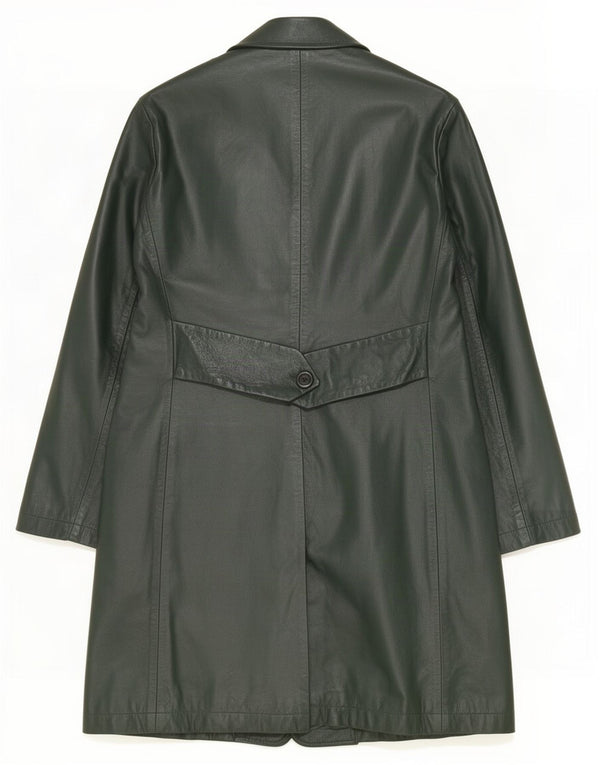 manteau en cuir femme vintage IT 42 Vert moyen