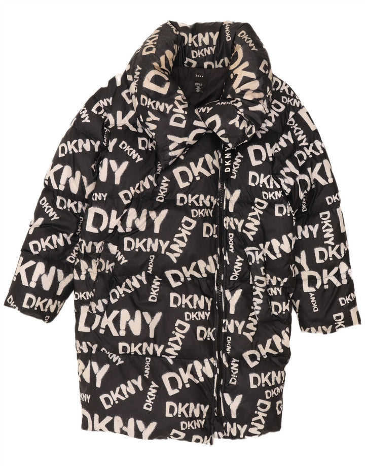 Dkny Manteau matelassé surdimensionné graphique pour femme UK 6 XS Nylon noir