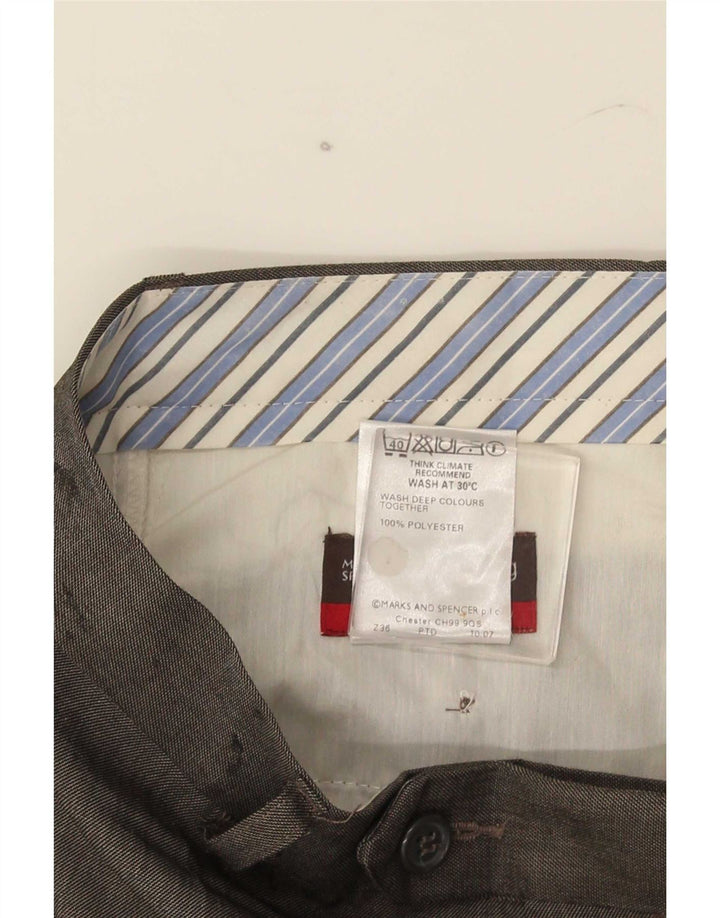 Marks & Spencer Pantalon de Costume Droit Homme W34 L29 Gris Polyester