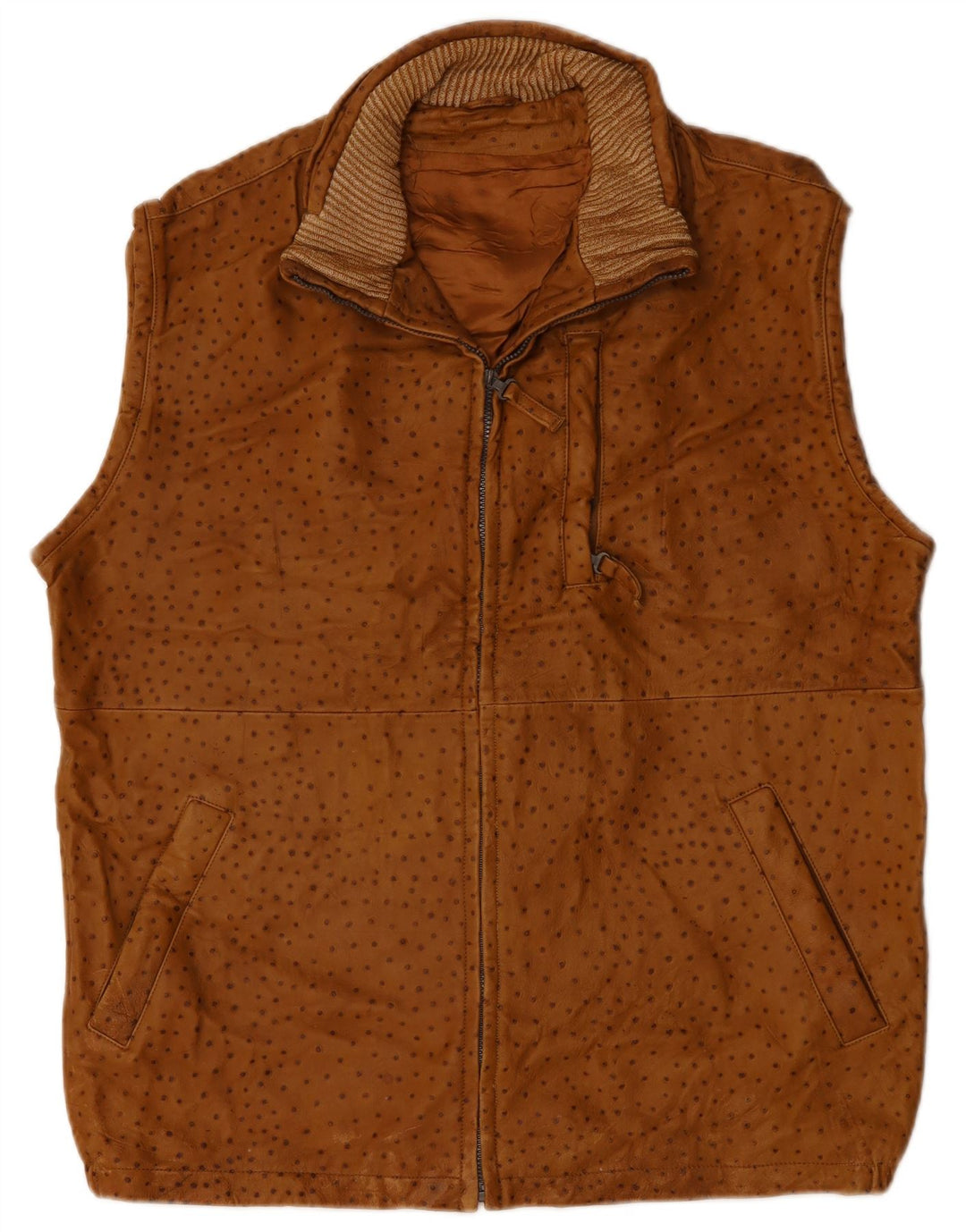 VINTAGE Gilet en cuir homme IT 56 3XL marron tacheté