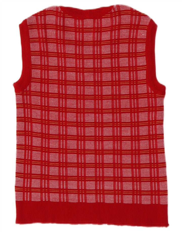 vintage Womens Vest Débardeur IT 46 Grand Carreau Rouge