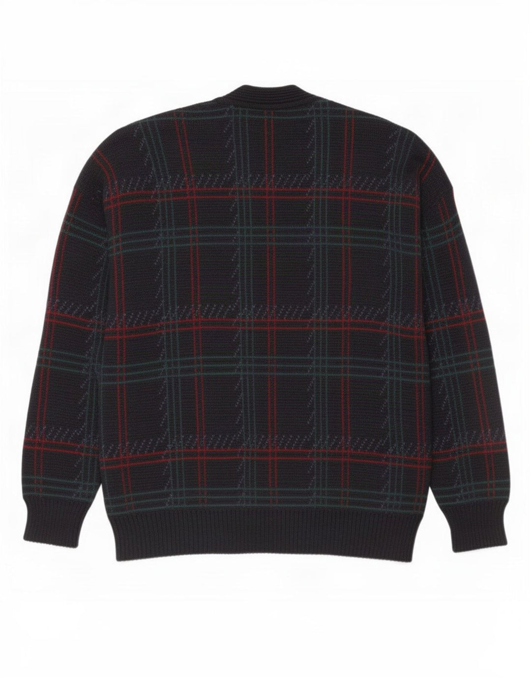 vintage Mens Cardigan Pull Grand Bleu Marine Check
