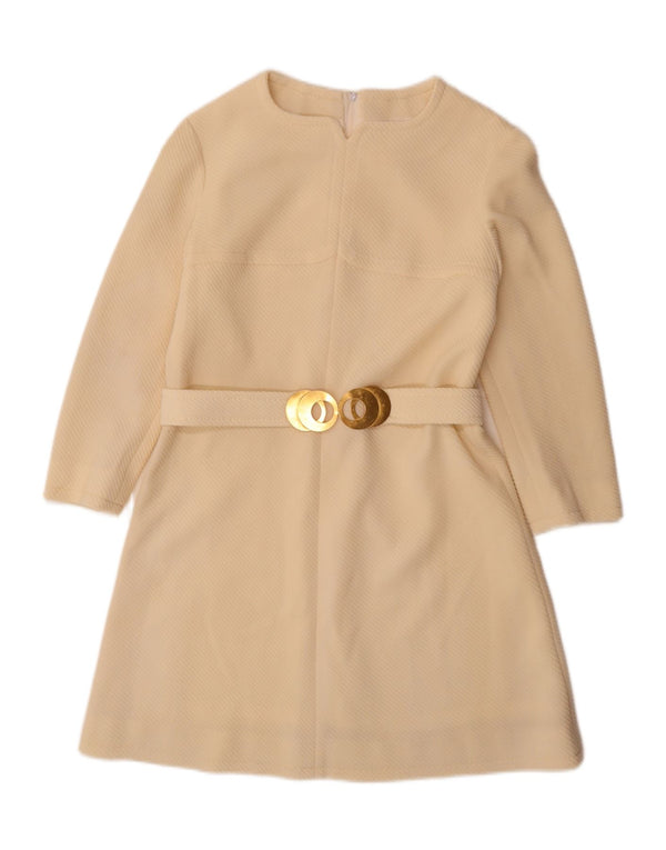 vintage Femme Manches 3/4 Robe A-Line IT 46 Grand Blanc Cassé