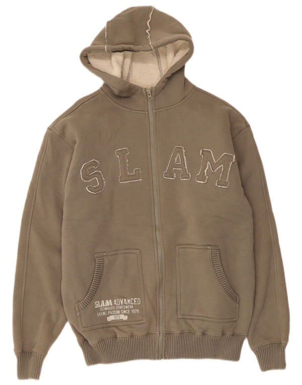 Slam Pull à capuche zippé Sherpa graphique pour hommes XL marron polyester