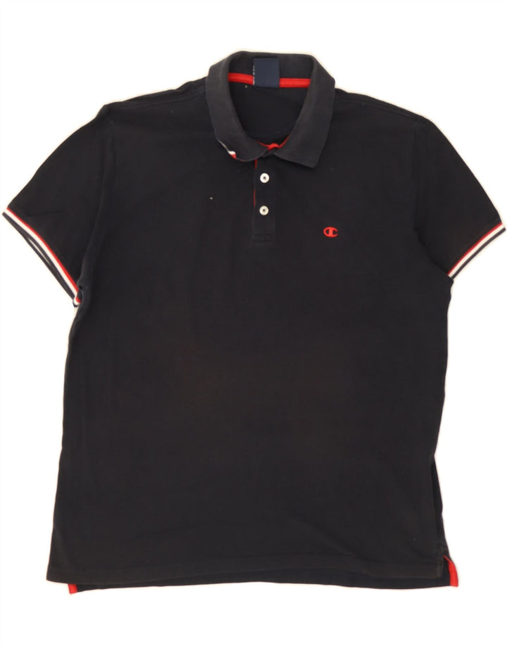 CHAMPION Mens Polo Shirt Large Navy Blue Cotton Vintage Champion and Second-Hand Champion from Messina Hembry 