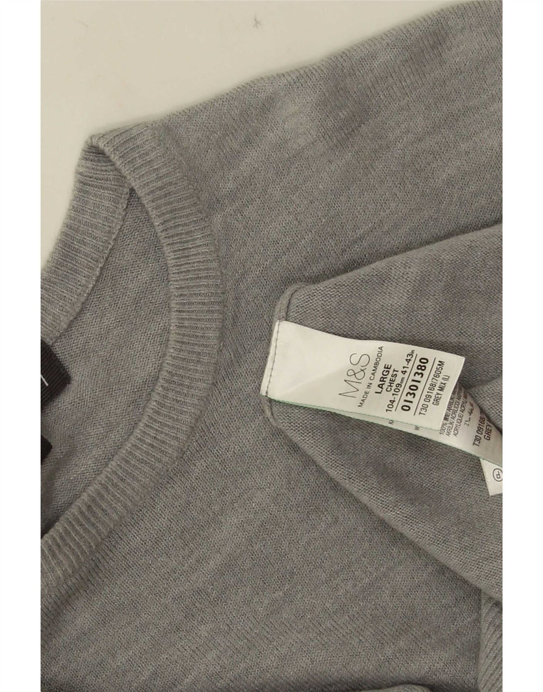 Marks & Spencer Pull à col rond pour homme, grand, gris, acrylique