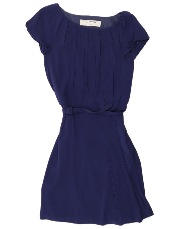VALENTINO Femme Robe Trapèze IT 42 Bleu Marine Moyen Soie