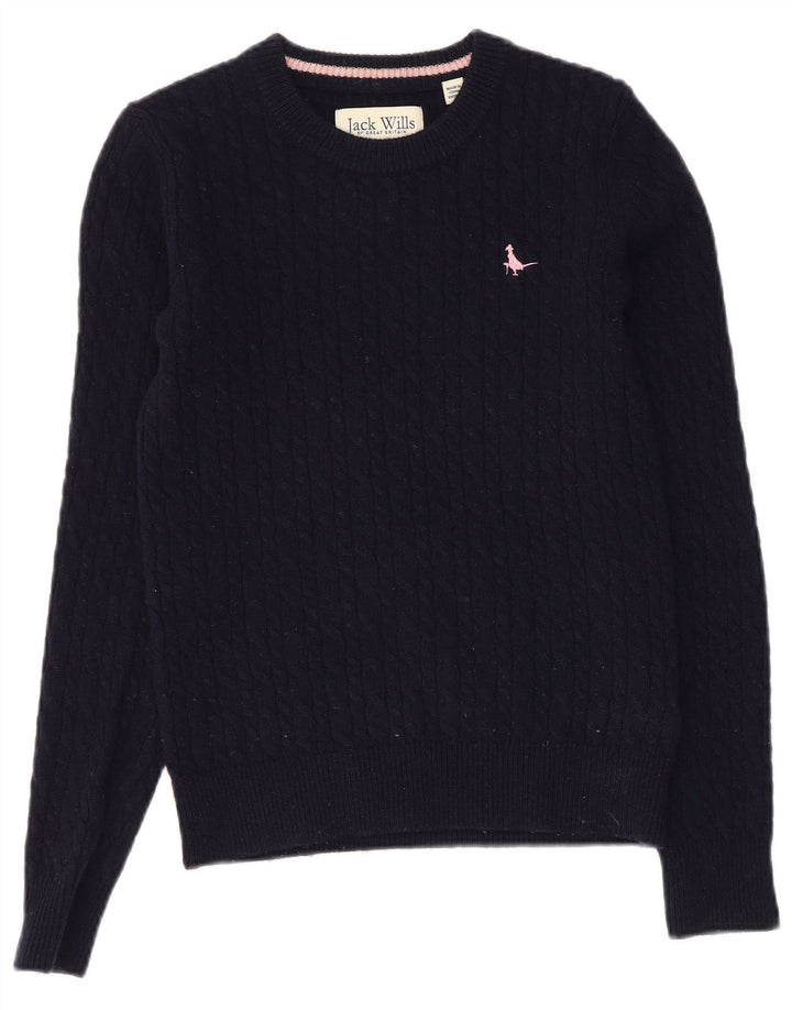 JACK WILLS Pull à col rond pour femme UK 8 Small Bleu marine