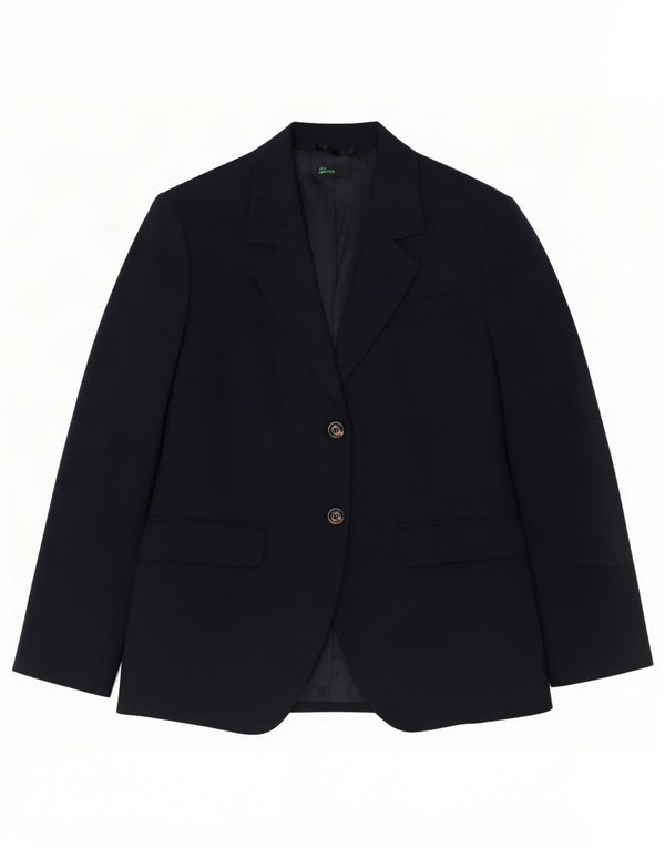 Benetton Veste Blazer 2 Boutons Femme IT 46 Large Bleu Marine Polyester
