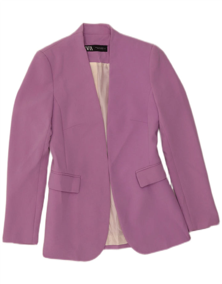 Zara Veste Blazer Ouverte Femme UK 6 XS Violet Polyester