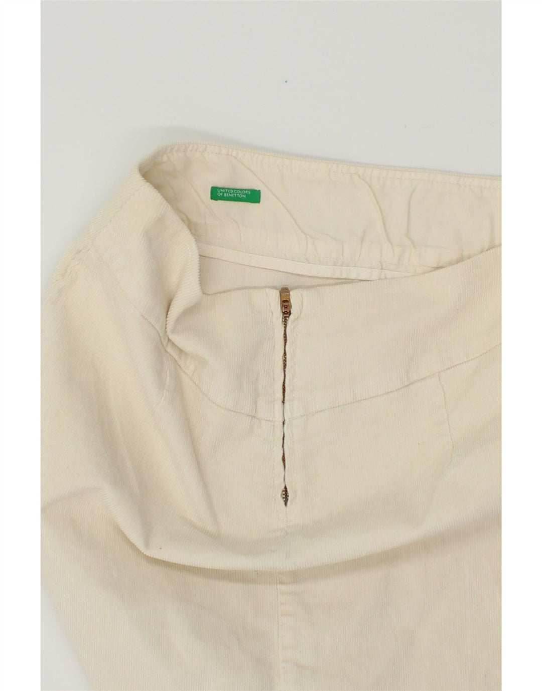 BENETTON Womens Straight Skirt IT 42 Medium Off White Cotton Vintage Benetton and Second-Hand Benetton from Messina Hembry 