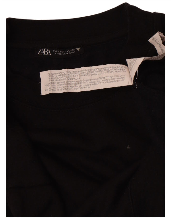 Zara Womens Crop Sweatshirt Jumper UK 14 Moyen Noir Polyester
